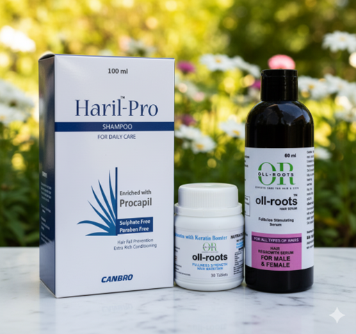 ollroots hair regrowth & hair fall control kit for females (Normal hairs)