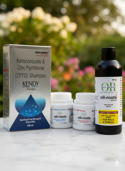 ollroots hairfall control kit for males (Dandruff hairs)